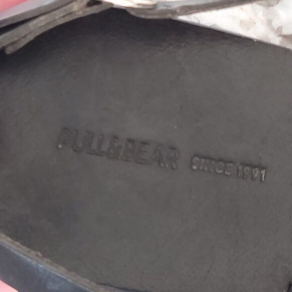 Pull&Bear Black  Leather Flat Sandals Size 37‎ - Picture 5 of 8